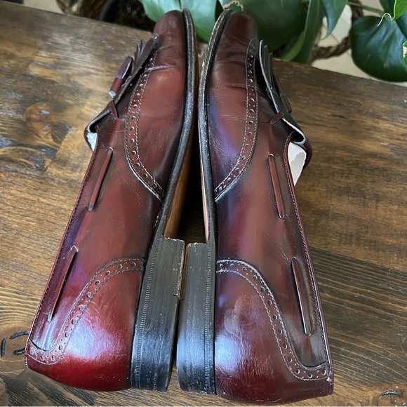 Salvatore Ferragamo LUCAS Wing Tip  Burgundy Leather Tasseled Kiltie Loafers 8 D - Picture 8 of 12